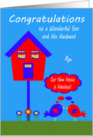 Congratulations on New Home to Son and Husband with a Bird House card