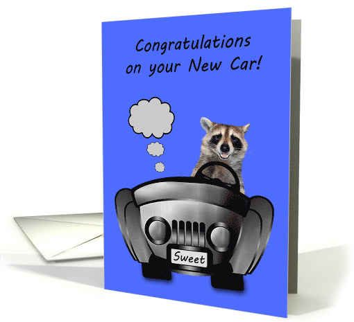 Congratulations On New Car Card with a Smiling Raccoon... (1020957)