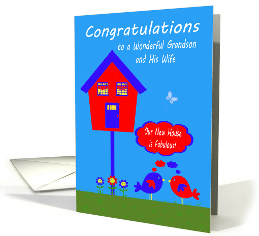 Congratulations on New Home to Grandson and Wife with a Birdhouse card