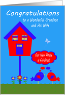 Congratulations on New Home to Grandson and Wife with a Birdhouse card