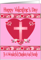 Valentine’s Day to Chaplain And Family, shaded cross on red heart card