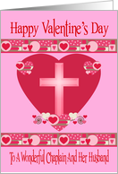 Valentine’s Day to Chaplain And Husband, shaded cross on red heart card