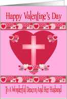 Valentine’s Day to Deacon And Husband, shaded cross on red heart card