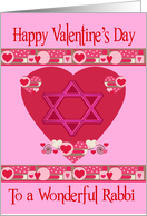 Valentine’s Day to Rabbi, shaded Star Of David on red heart, pink card