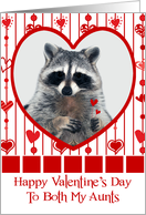 Valentine’s Day To Both Aunts, Raccoon in red heart, heart design card