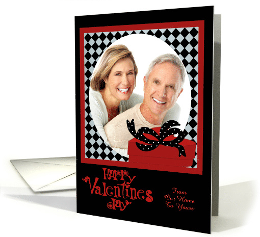 Valentine's Day Photo Card Custom with Black and White Checkered card