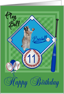 11th Birthday with a Raccoon Playing Baseball in a Catcher’s Mask card