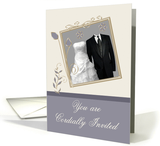 Invitations, Wedding, Lilac Gray, Wedding gown and tuxedo... (1039895)