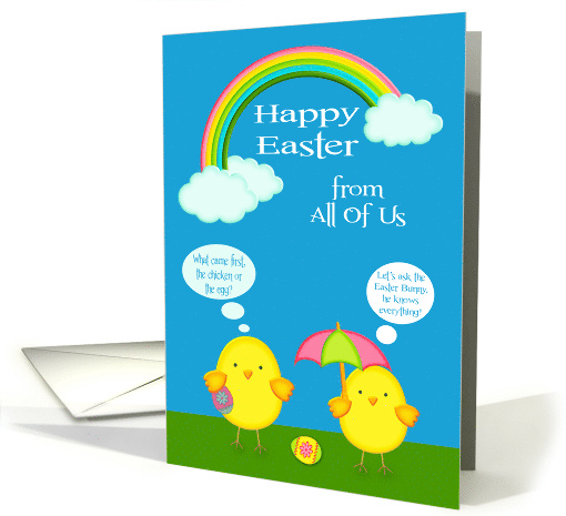 Easter from All Of Us, two yellow chicks with umbrella... (1040747)