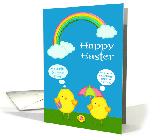 Easter, general, two yellow chicks with an umbrella and... (1040755)