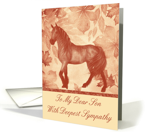 Sympathy To Son, Loss Of Horse, horse against vintage background card
