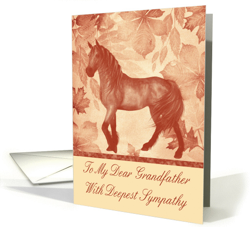 Sympathy To Grandfather, Loss Of Horse, vintage leaf background card