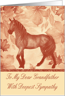 Sympathy To Grandfather, Loss Of Horse, vintage leaf background card