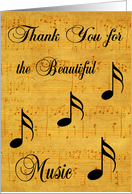Thank You to Volunteer Church Musician with Music and Musical Notes card