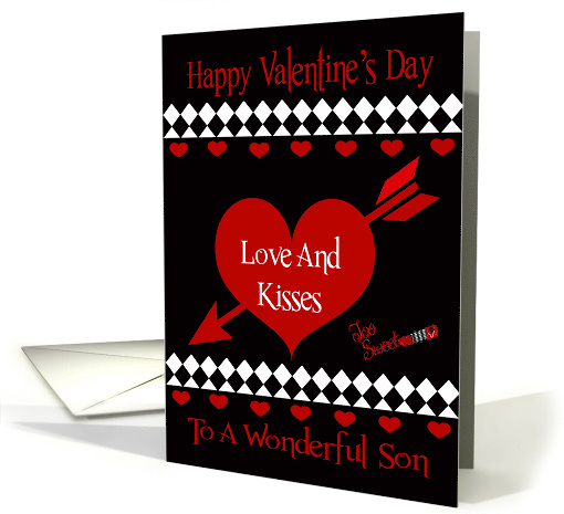 Valentine's Day to Son with Colorful Red Hearts on Black card