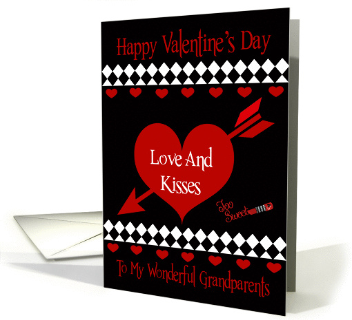 Valentine's Day To Grandfather, Red hearts on black,... (1051239)