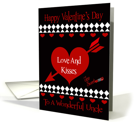 Valentine's Day to Uncle with Red Hearts on Black and... (1051245)