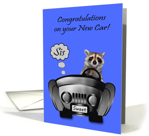 Congratulations on a New Car to Sister with a Raccoon... (1053279)