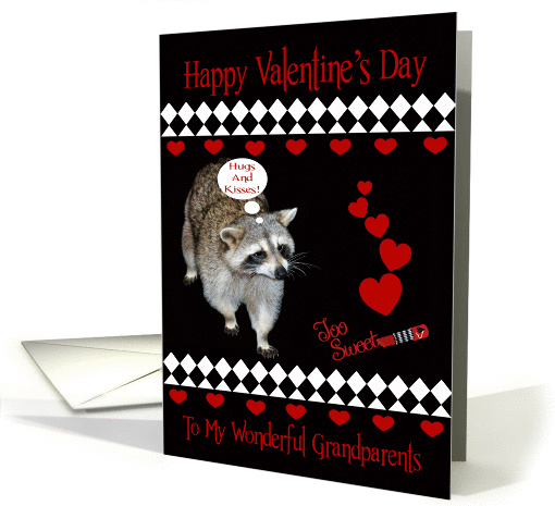 Valentine's Day To Grandparents, Raccoon, red hearts on... (1054587)