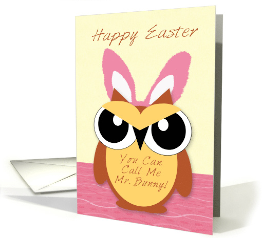 Easter Owl, general, humor, owl with pink bunny ears on... (1055815)