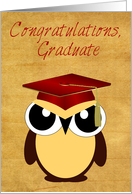Congratulations, Graduation, Owl with cap, tassel, vintage background card