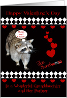 Valentine’s Day to Granddaughter and Partner with a Raccoon and Hearts card