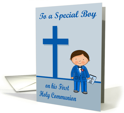 Congratulations On First Communion, boy general, Brown Haired Boy card