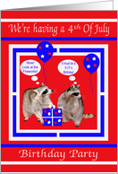 Invitations, Birthday On 4th of July Party, general, Raccoons, stars card