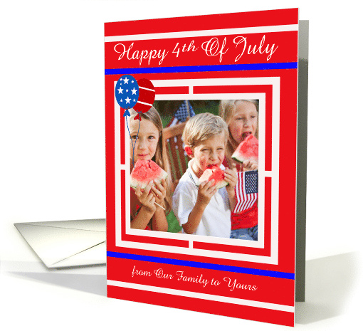 4th of July Custom Photo Card with Patriotic Colors and Balloons card