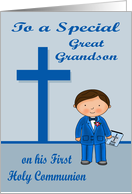 Congratulations On First Communion To Great Grandson, Boy card