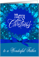 Christmas to Father with an Elegant Festive Display and a Blue Bow card