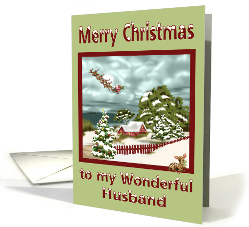 Christmas to Husband a Beautiful Snowy Scene with Santa... (1071371)