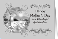 Mother’s Day to Goddaughter Black and White Lighthouse in Silver Frame card