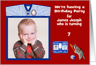 Invitations, Birthday Party, custom name and age photo card, raccoon card