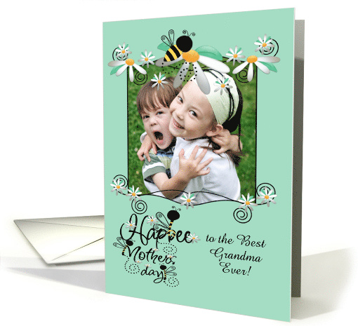 Mother's Day Custom Photo Card with a Bee Flower Frame on... (1085592)