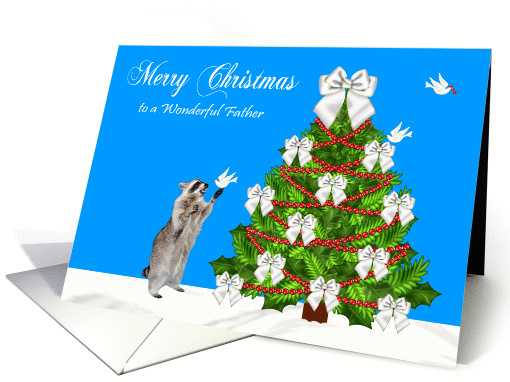 Christmas to Father, Raccoon with a dove on his hand,... (1085610)