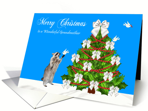 Christmas to Grandmother, Raccoon with a dove, decorated... (1085698)