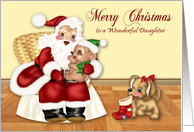 Christmas to Daughter with Santa Claus in a Chair Holding a Bear card