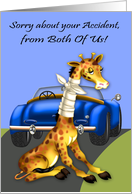 Get Well from Both Of Us, car accident, giraffe with neck bandaged card