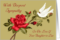 Sympathy for Loss of Daughter-in-Law with a White Dove and a Red Rose card