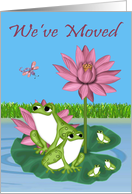 Announcement We’ve Moved with Frogs Sitting on a Lilly Pad card