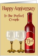 73rd Wedding Anniversary to Couple with a Burgundy Wine Bottle card