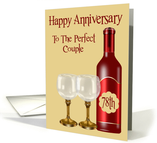 78th Wedding Anniversary for couple, burgundy wine bottle... (1102104)