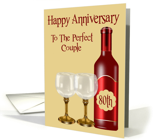 80th Wedding Anniversary for couple, burgundy wine bottle... (1102108)