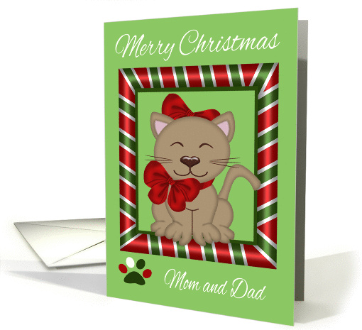 Christmas to Mom and Dad, cat lover, cat wearing red bows... (1107526)