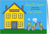 First Day Of School, general, back to School, Raccoons With Book Bags card