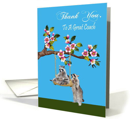 Thank You To Coach, raccoon pushing another raccoon on a... (1112764)