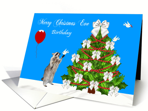 Birthday on Christmas Eve, Raccoon with a dove and a... (1113886)
