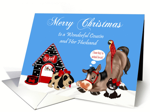 Christmas to Cousin and Husband, dog, dog house, horse,... (1118778)