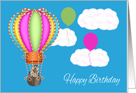 Birthday, general, adorable raccoon floating in a hot air balloon card